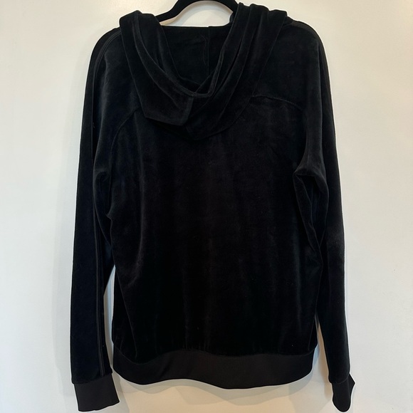 Juicy Couture Womens Velour Full Zip Hoodie Pitch Black size XL Pendent Zipper - Picture 5 of 12